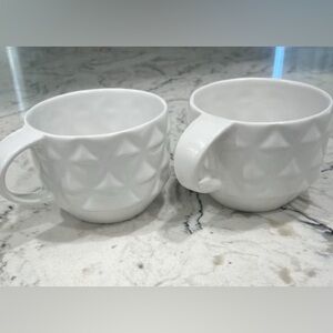 2013 Starbucks New Bone Porcelain Quilted Textured White Coffee Mug set of 2